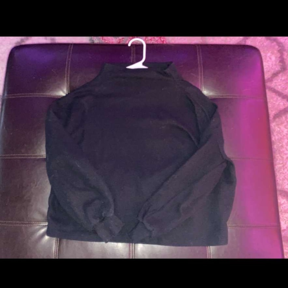 Black mock turtleneck sweatshirt